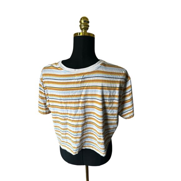 Billabong Women’s Cropped Striped Pocket T-Shirt  Retro 70s Style Size Small - Picture 4 of 5